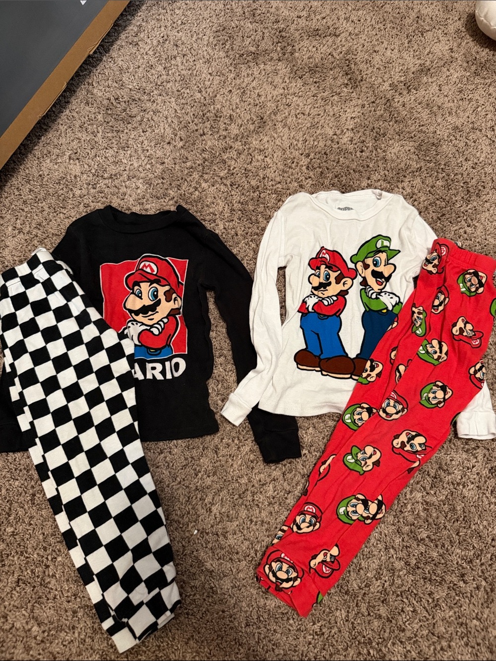 Nintendo Super Mario Kids Pajama Set - Black, White & Red